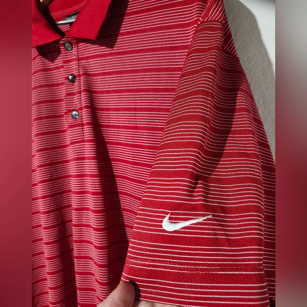 Nike Golf Men's Dri-Fit Short Sleeve‎ Polo Shirt Size XL Red and White
